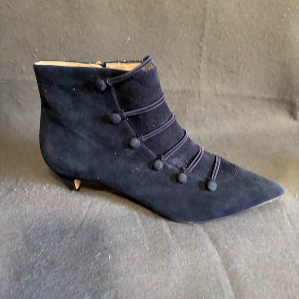 Nine West Suede Ankle Boots Womens 8M Navy Blue Button 90s Whimsigoth Victorian